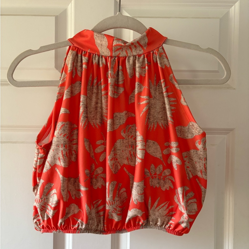 Floral Coral Sleeveless Top